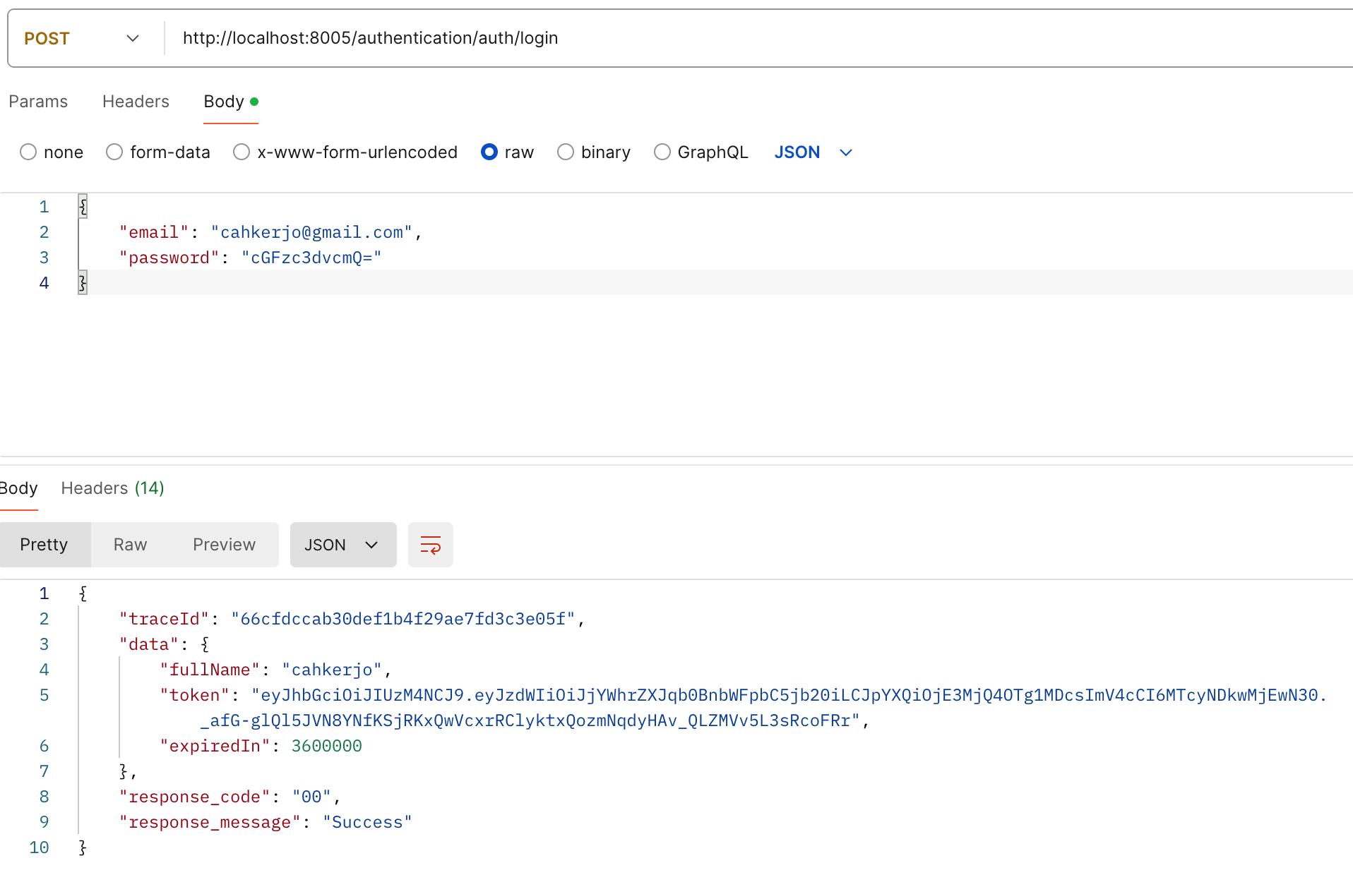 Login endpoint